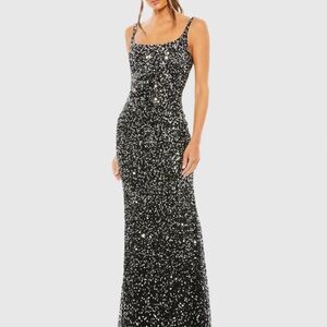 Mac Duggal Black Sequined Low Back Slip Gown